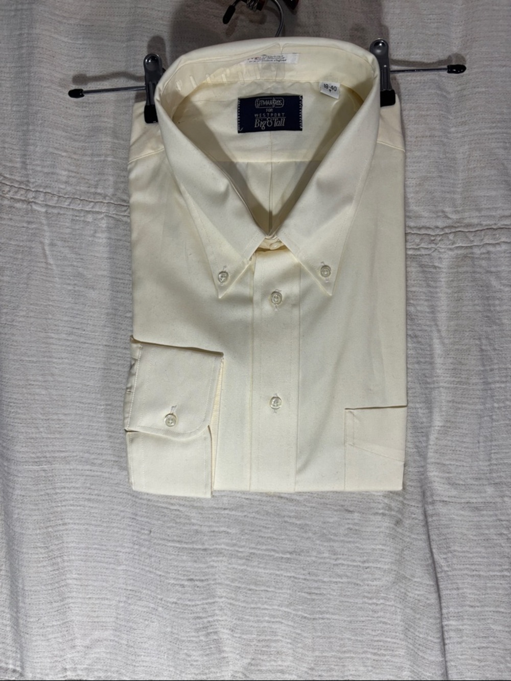 Gitman Brothers for WestportOxford Cloth Ecru/Ivory Button-Down Dress Big & Tall